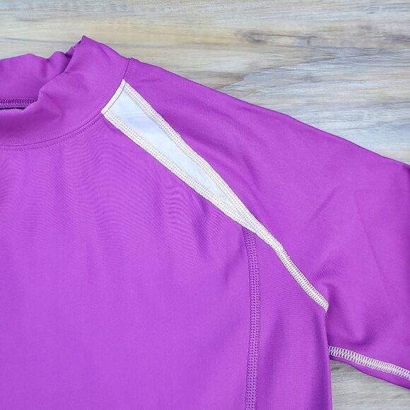🔺️Under Armour Purple & Pink Mock Neck Athletic Long Sleeve Top Large - Picture 5 of 8